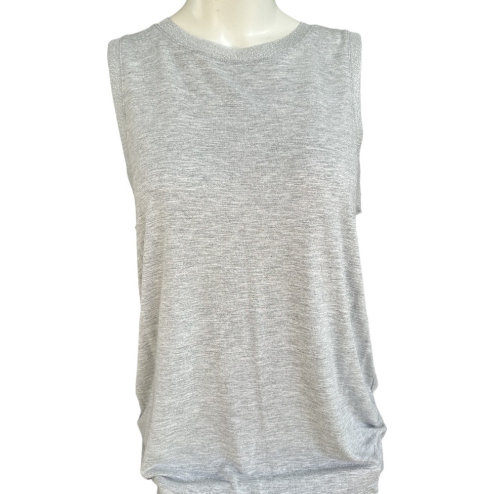 Banana Republic Gray Sleeveless Top with Sparkle Trim, Size L - Picture 6 of 8